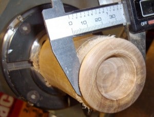 wooden grommet - measuring the outside diameter of the flange