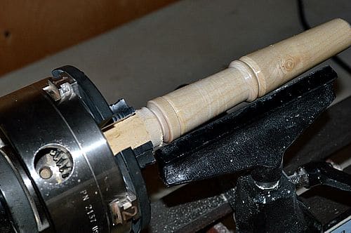 Ready to part the ball winder off of the lathe.