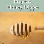 A wooden honey dipper with honey