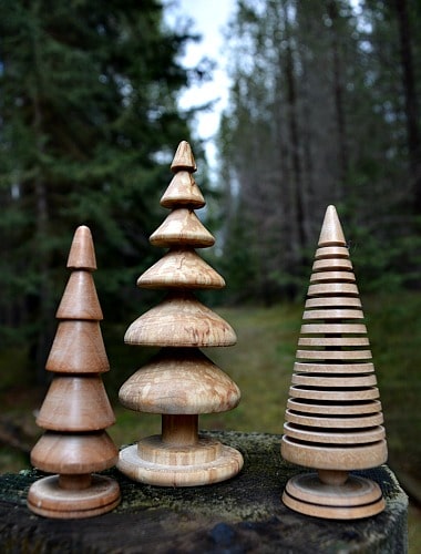 Christmas trees are a creative project found in the Woodturning Blueprint