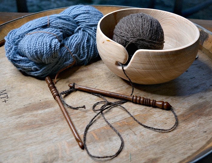 Yarn Bowl in use