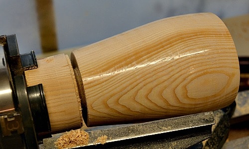 ready to cut the turning off of the lathe