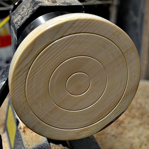 Larch trivet with circles added for decoration